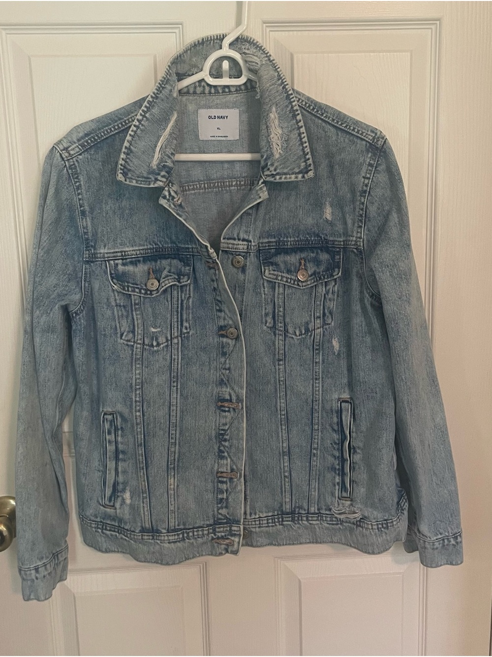 Old Navy Light Wash Distressed Denim Jacket - Women's